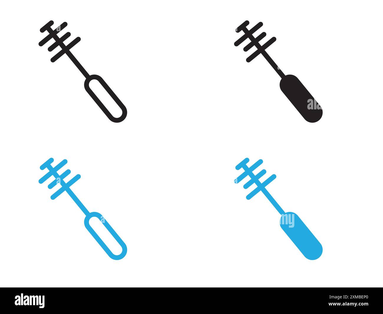 Flaschenkehrmaschine Reinigungsbürste Symbol Vektorlinie Logo-Marke oder Symbol Set Sammlung Umrissstil Stock Vektor