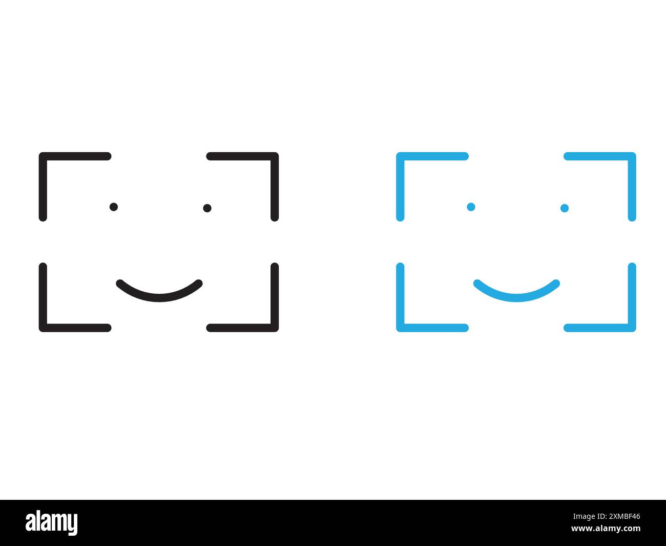 Gesichts-ID-Symbol Vektorlinie Logomarke oder Symbolsatz Konturstil der Kollektion Stock Vektor