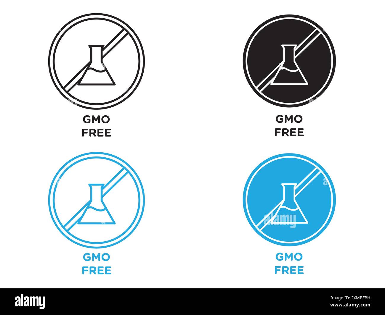 gmo-freie Icon Vektorlinie Logo-Marke oder Symbol Set Kollektion Outline Style Stock Vektor