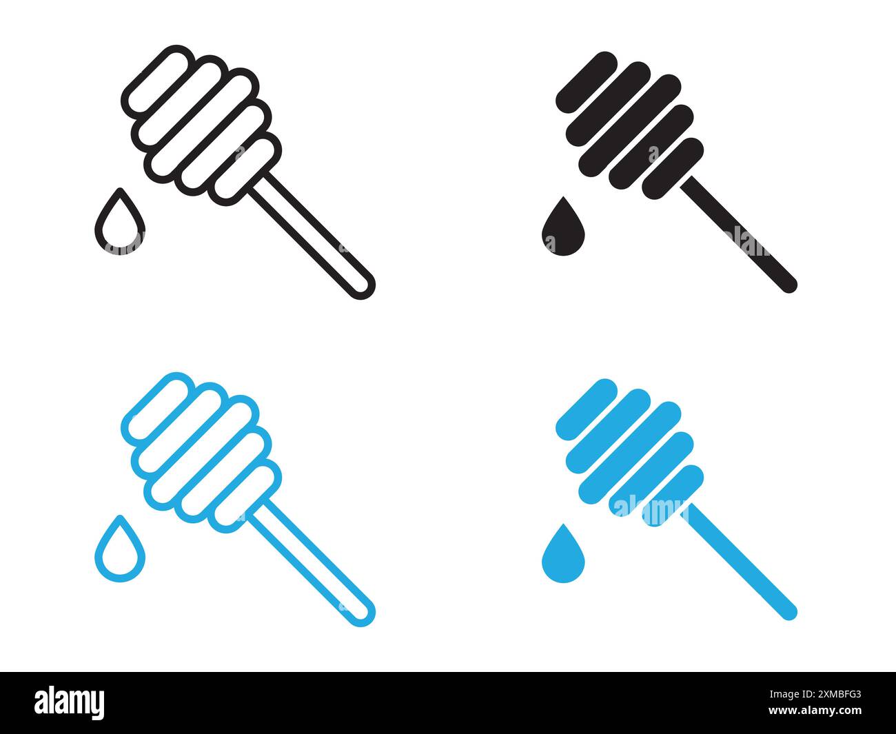 Honiglöffel Icon Vektorlinie Logozeichen oder Symbol Set Kollektion Outline Style Stock Vektor