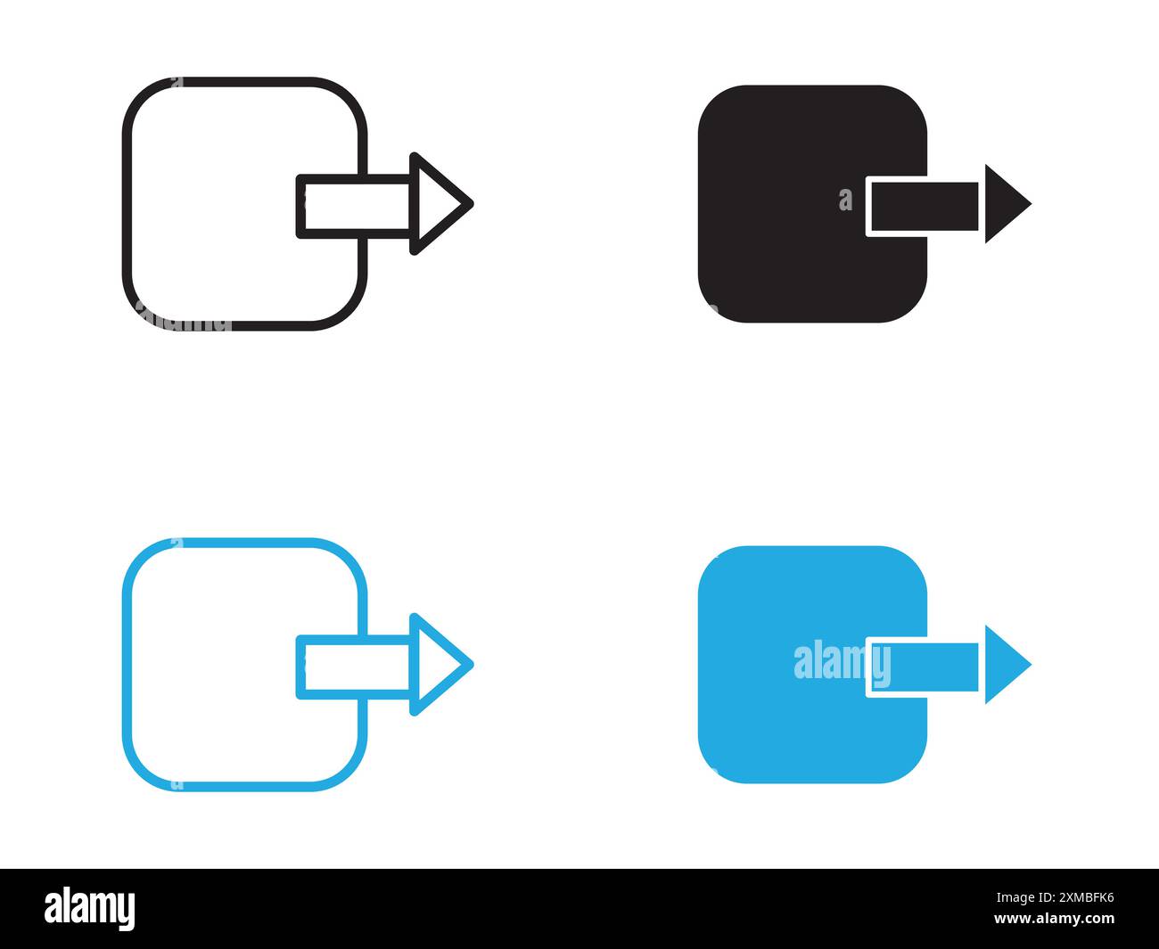 Abmeldung Beenden Symbol Vektorlinie Logo-Marke oder Symbolsatz Kontur-Stil der Sammlung Stock Vektor