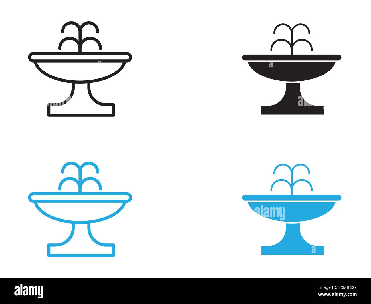 Springbrunnen Symbol Vektorlinie Logo-Zeichen oder Symbol Set Kollektion Umrissstil Stock Vektor