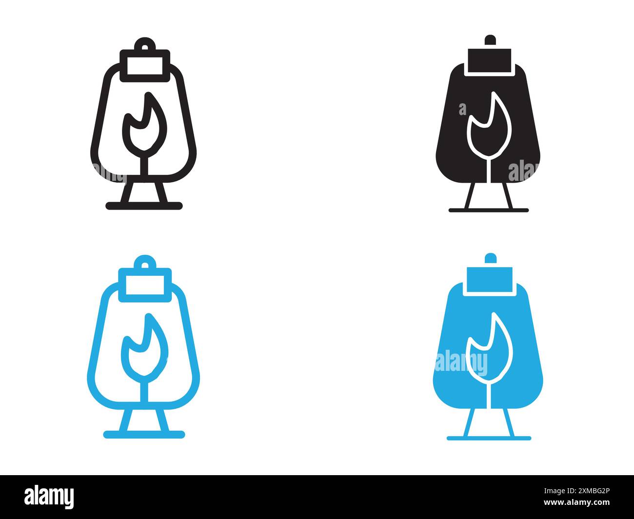 Öl Laterne Symbol Vektorlinie Logo-Zeichen oder Symbol Set Kollektion Umrissstil Stock Vektor