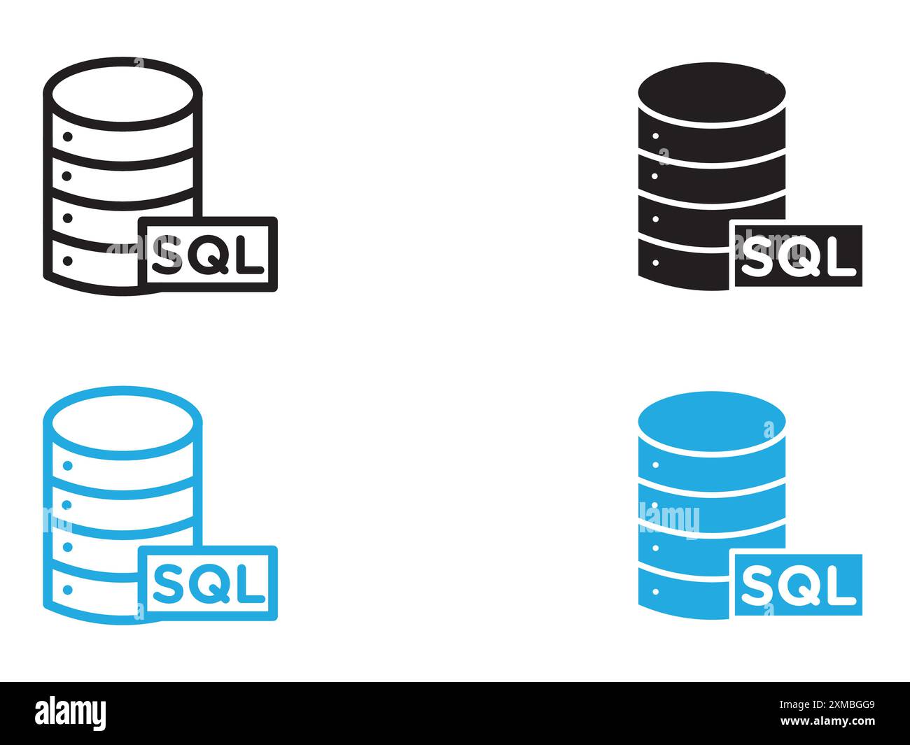 Konturstil für SQL Server-Symbol Vektorzeile Logo-Marke oder Symbolsatz Sammlung Stock Vektor