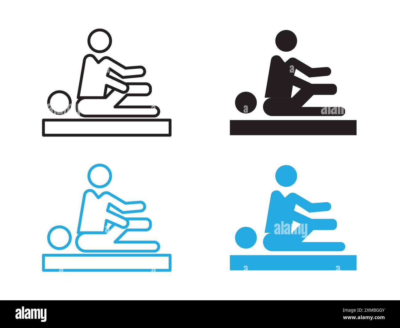 Physiotherapie-Symbol Vektorlinie Logo-Marke oder Symbol-Set-Kollektion Umrissstil Stock Vektor