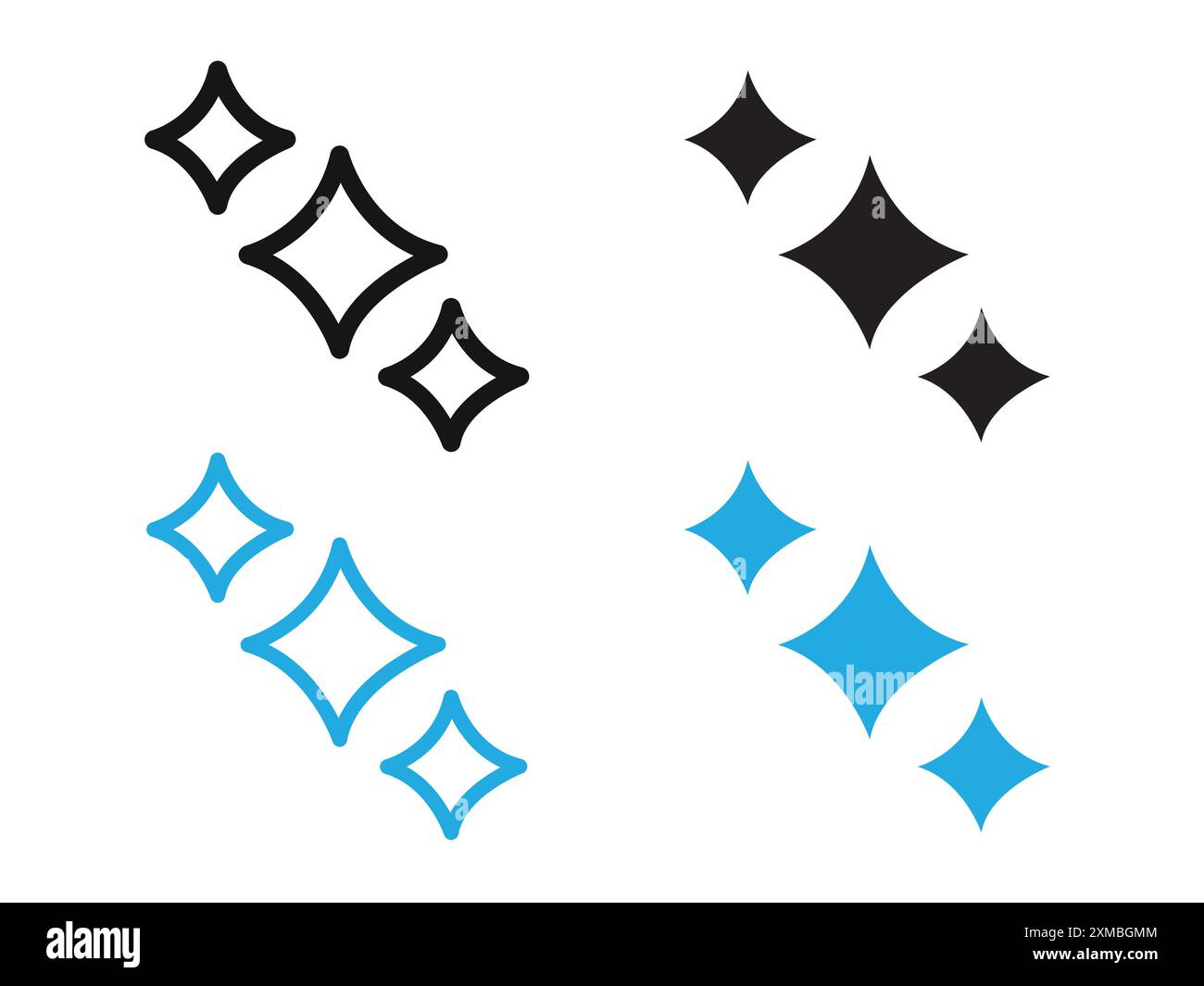 Sparkles SHINE Icon Vektorlinie Logozeichen oder Symbol Set Kollektion Outline Style Stock Vektor