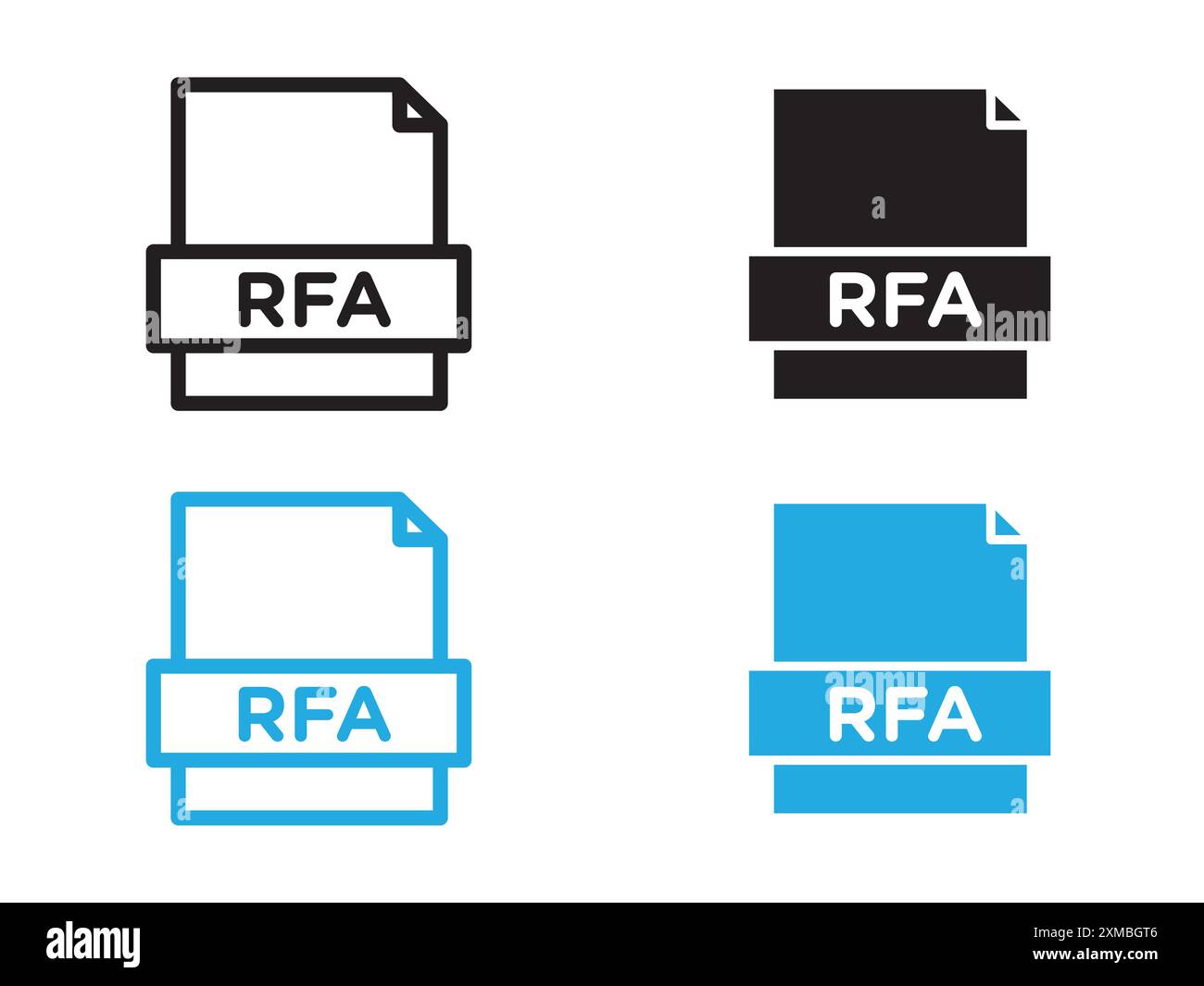 RFA-Datei Symbol Vektorlinie Logomarke oder Symbolsatz Modellstil der Sammlung Stock Vektor