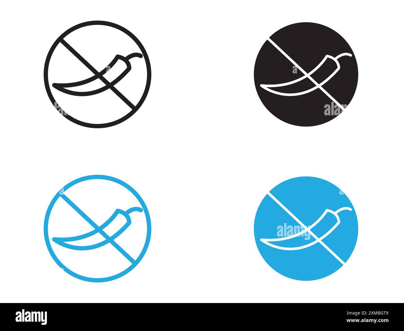 Kein scharfes Hot Chili Icon Vektorlinie Logo oder Symbol Set Kollektion Outline Style Stock Vektor