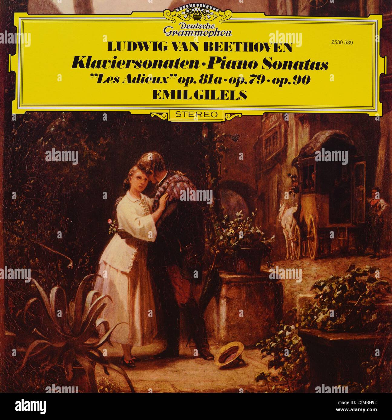 Plattencover aus Vintage-Vinyl. Ludwig Van Beethoven-Klaviersonaten, Emil Gilels, Deutsche Grammophon, 1975 Stockfoto