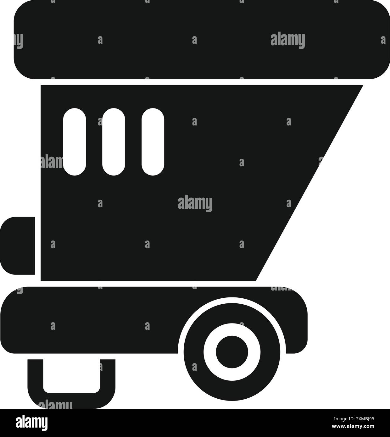 Schwarzes Silhouettensymbol eines mobilen Betonmischers, der Zement auf einer Baustelle transportiert Stock Vektor