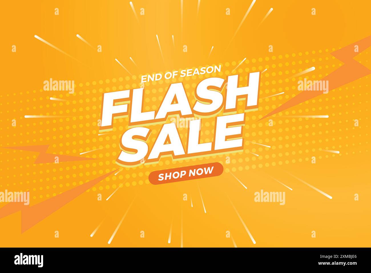 Flash Sale Shopping Poster oder Banner mit Flash-Symbol und 3D-Text auf orangem Hintergrund. Flash Sales Banner Template Design für soziale Medien und Websites Stock Vektor