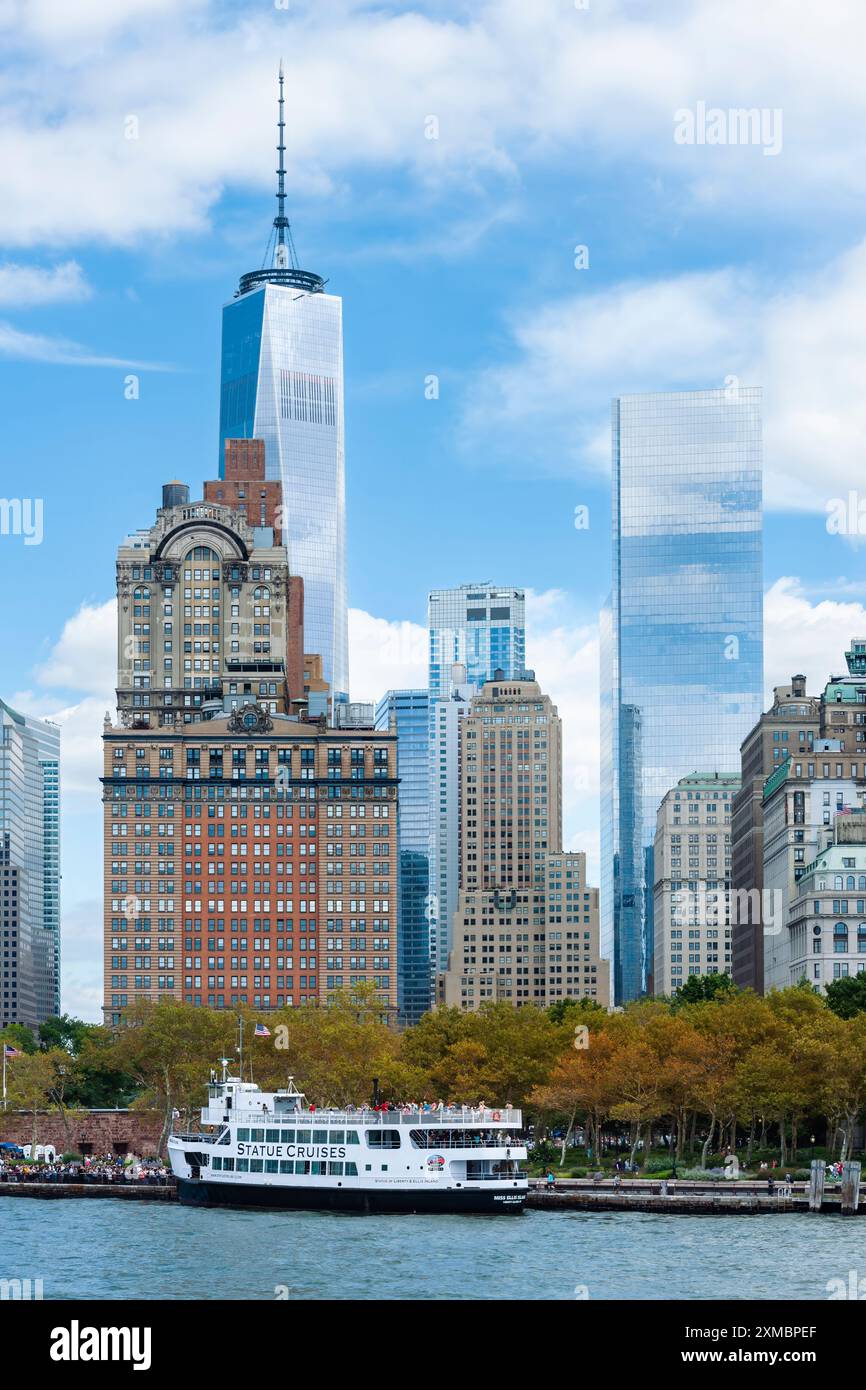 Die unverwechselbare Skyline von Lower Manhattan, New York City - USA Stockfoto