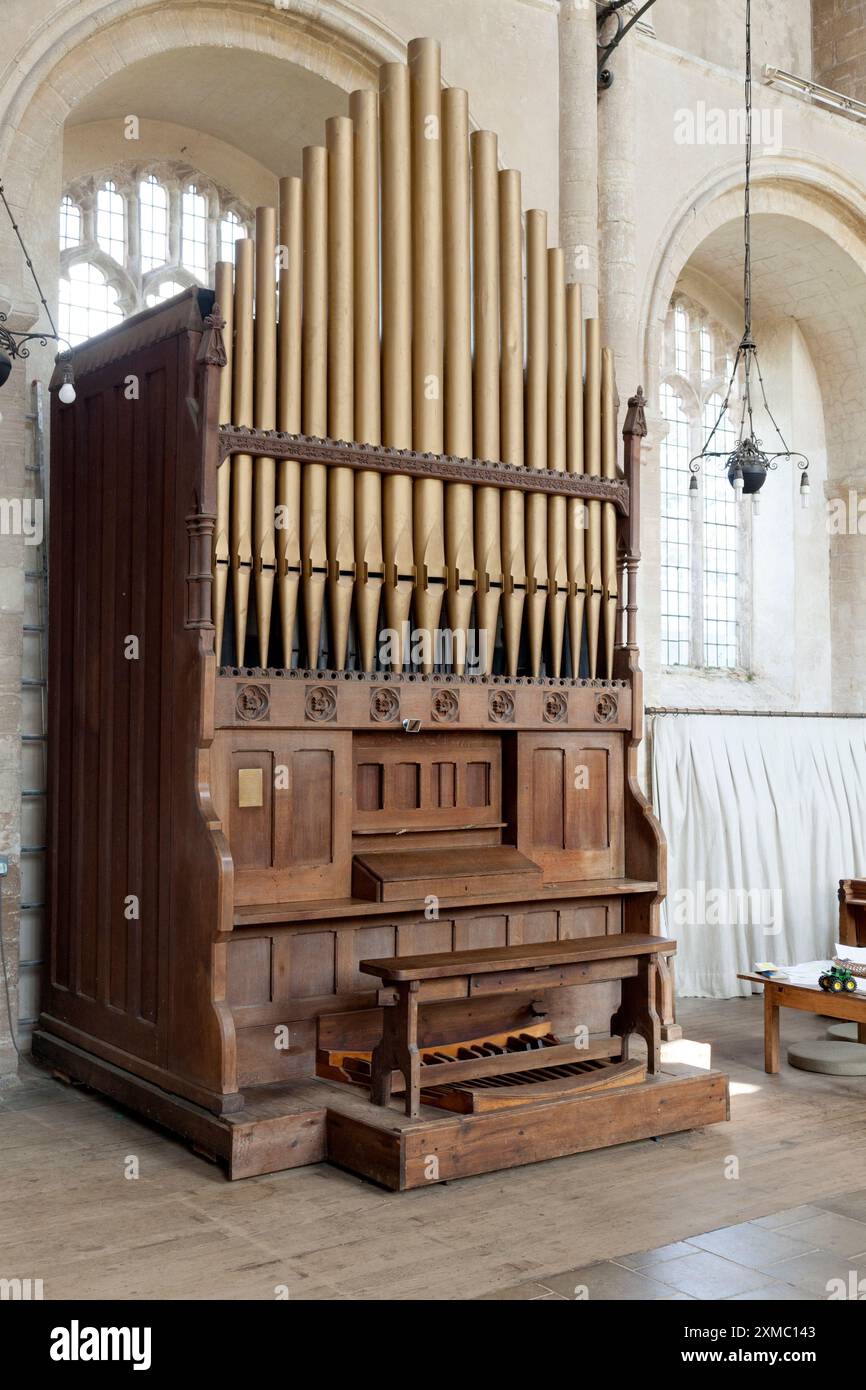 Binham Priory Orgel, Binham, Norfolk Stockfoto