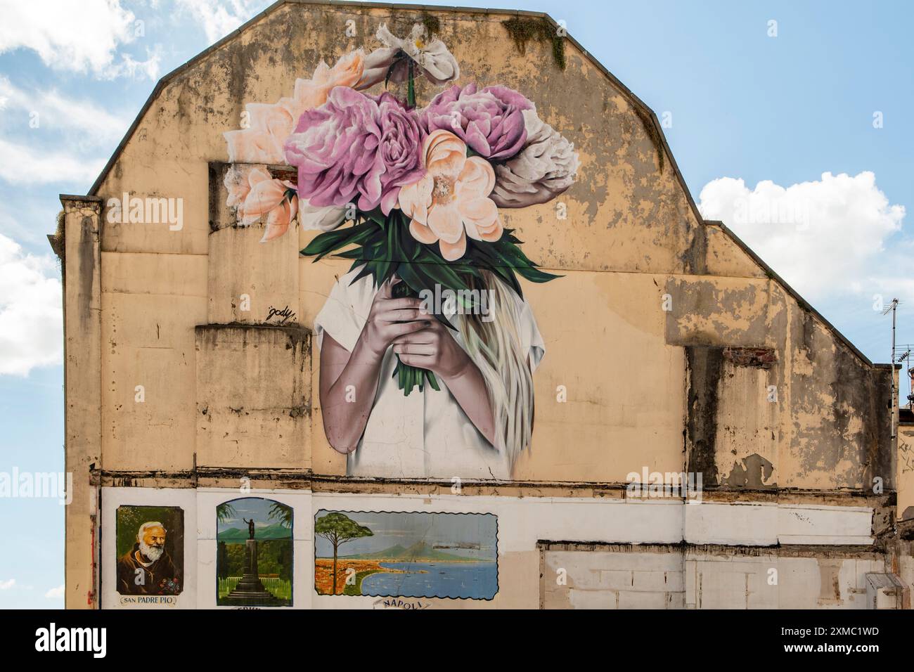 Flowers Street Art von Jody, Bristol, Somerset, England Stockfoto