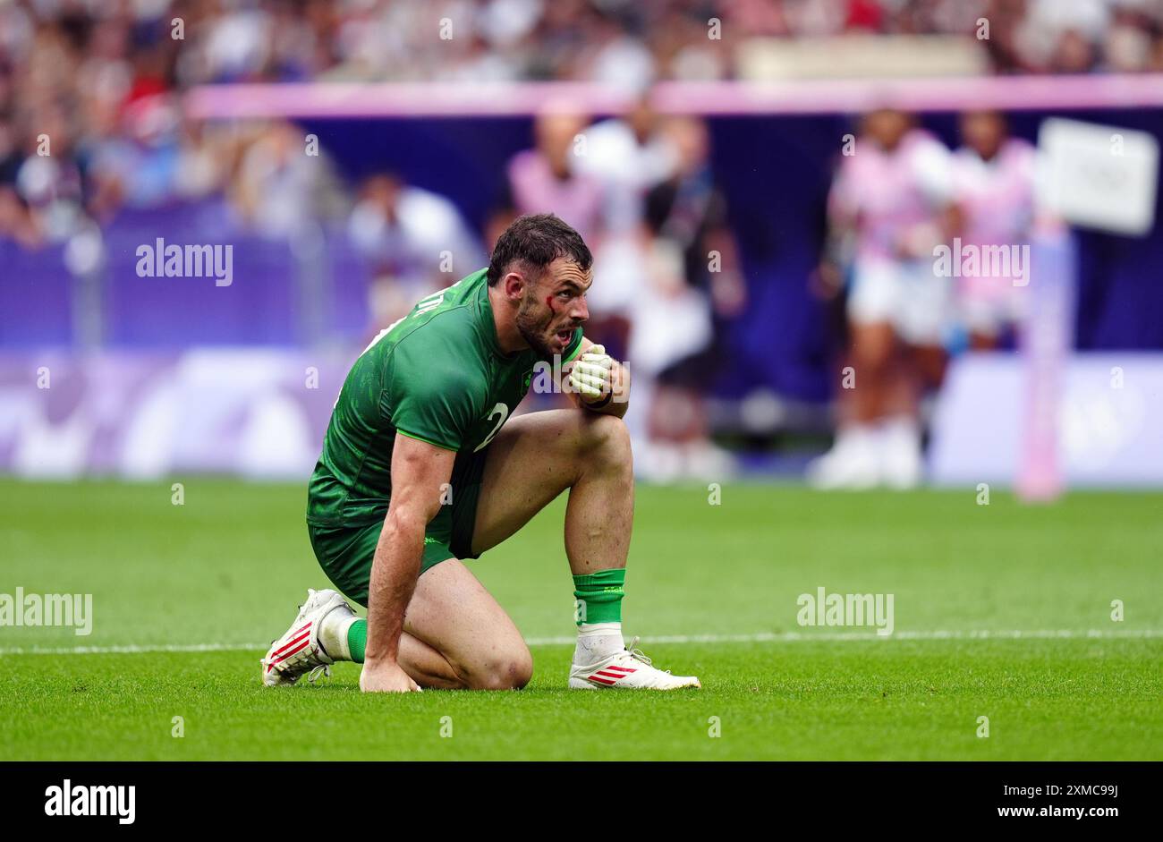 Irlands Andrew Smith während des Rugby Sivens-Spiels gegen die USA im Stade de France am ersten Tag der Olympischen Spiele 2024 in Frankreich. Bilddatum: Samstag, 27. Juli 2024. Stockfoto