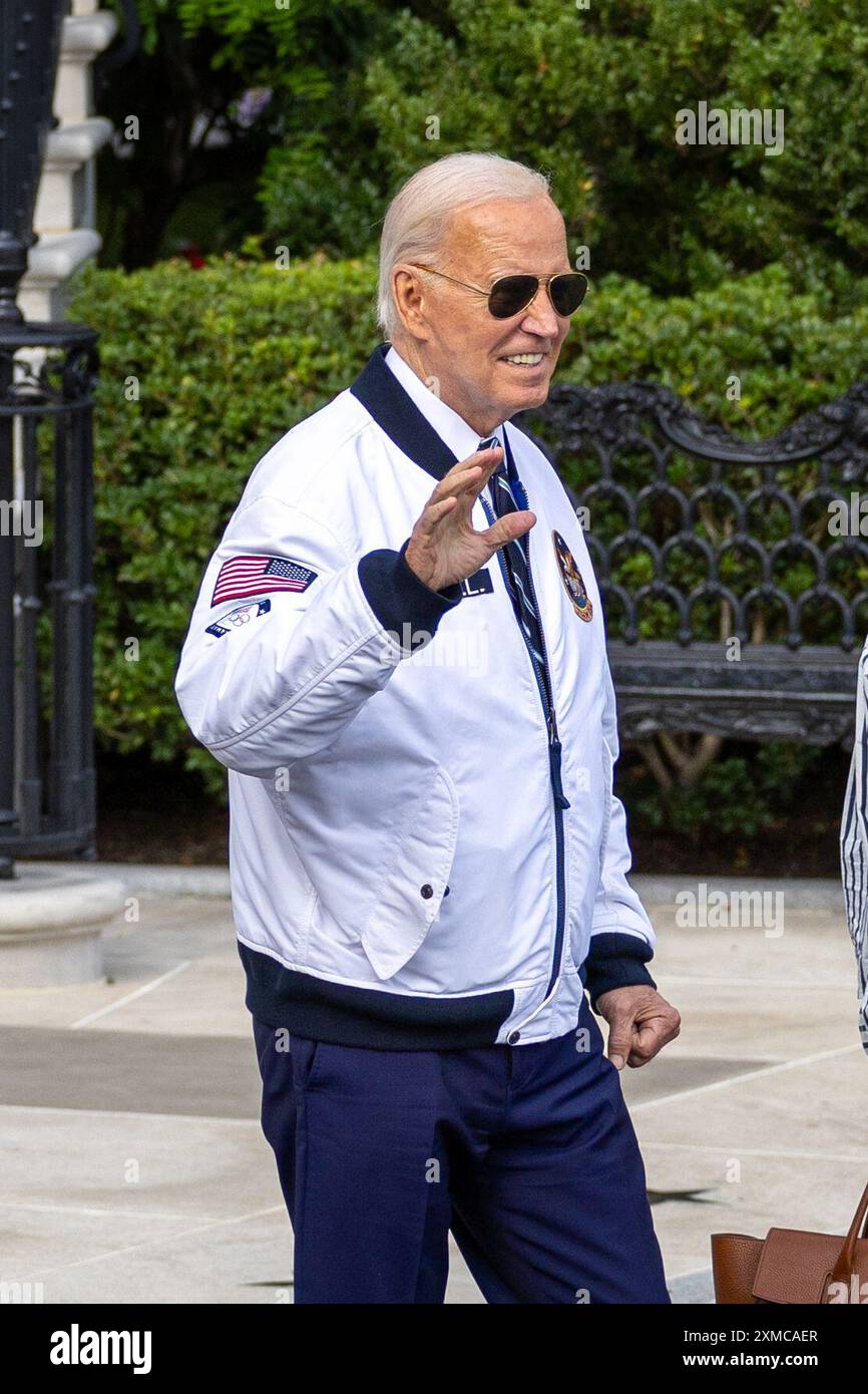 Washington, DC, USA. Juli 2024. US-Präsident Joe Biden wird am 26. Juli 2024 im Weißen Haus in Washington, DC, USA, abgebildet. Biden beabsichtigt, einen wichtigen Vorschlag zur Reform des Obersten Gerichtshofs vorzulegen am Montag zitierte das Politico zwei Personen, die mit der Angelegenheit vertraut waren, wie sie am Freitag sagten. Quelle: Hu Yousong/Xinhua/Alamy Live News Stockfoto