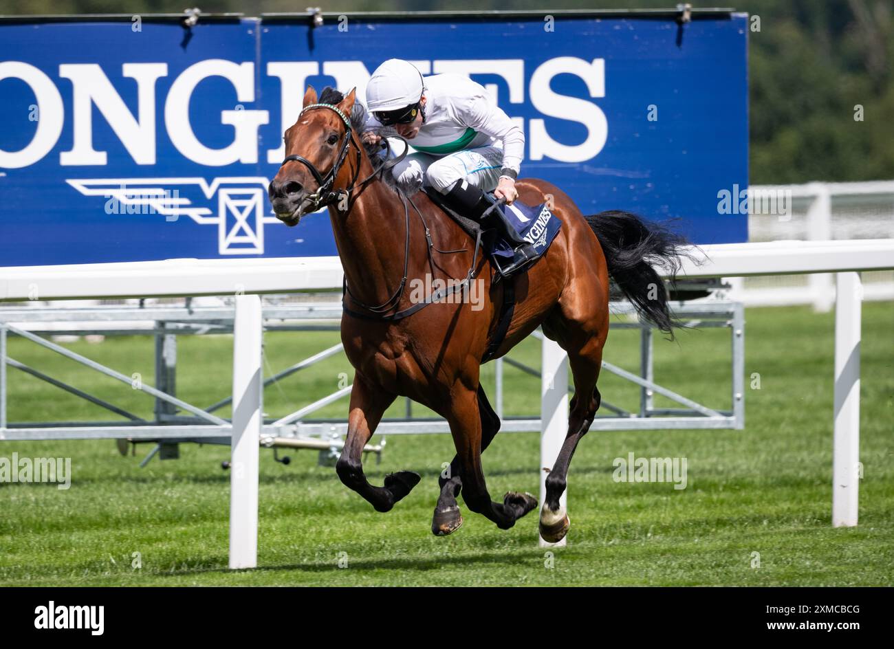 Ascot, Vereinigtes Königreich. Samstag, 27. Juli 2024. Friendly Soul und Kieran Shoemark gewinnen den Sodexo Live! Longines Valiant Stakes für Trainer John & Thady Gosden und Eigentümer George Strawbridge. Credit JTW equine Images / Alamy Live News Stockfoto