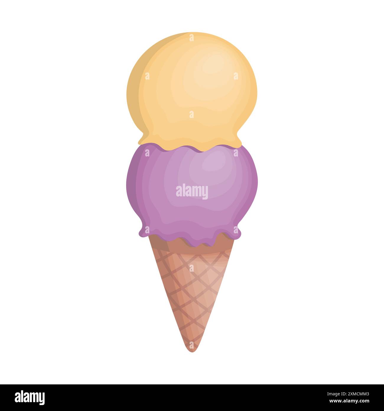 Softeis mit violetten und gelben Kugeln Stock Vektor