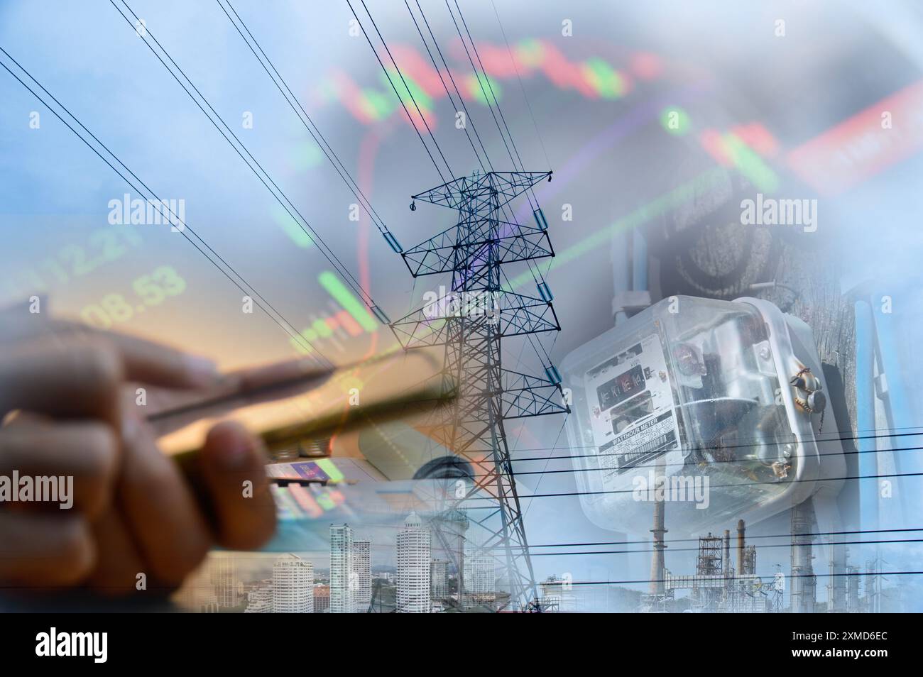 Das Konzept der steigenden Energiekosten Energieknappheit Stockfoto