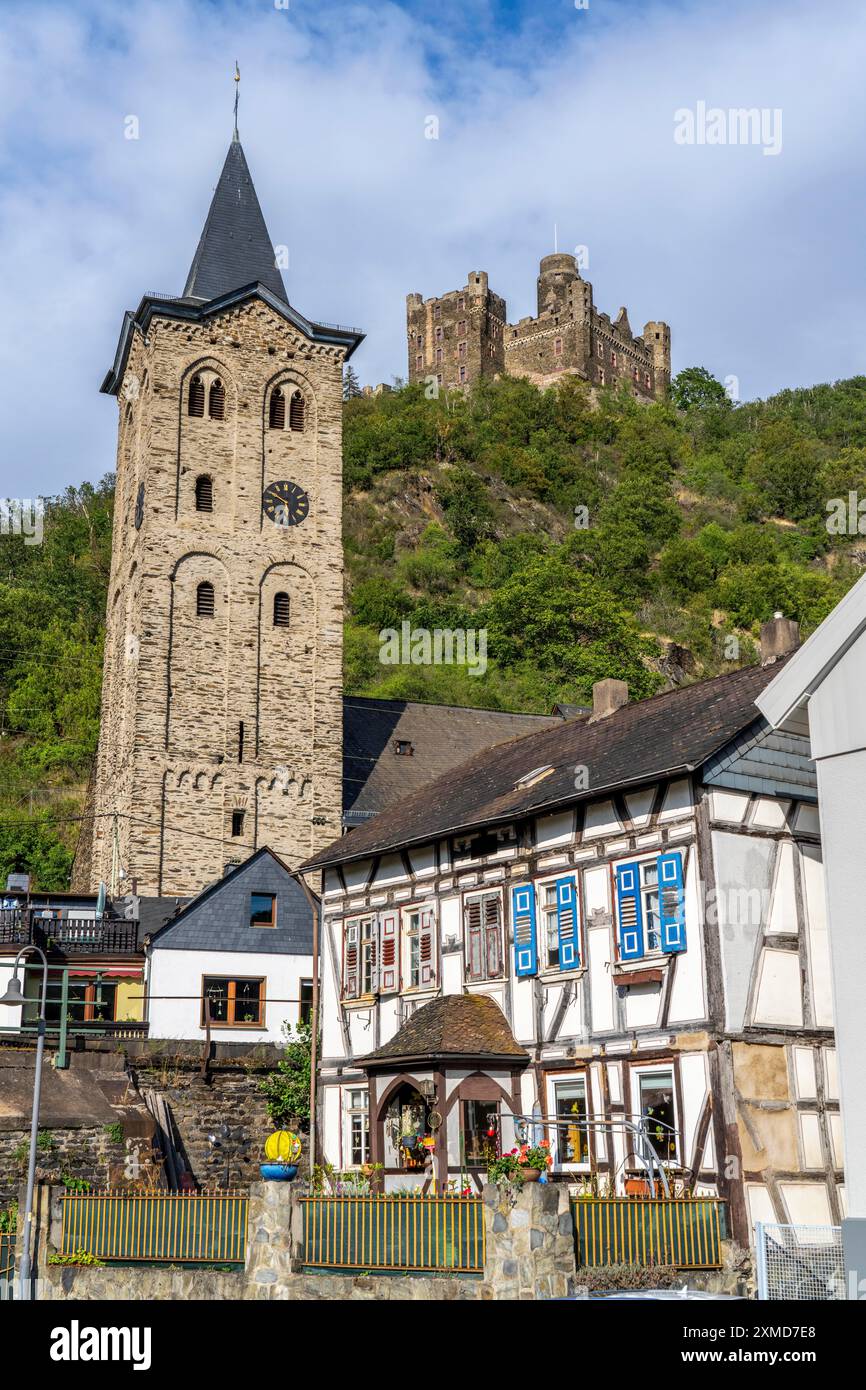 Oberes Mittelrheintal, St. Goarshausen Wellmich, Schloss Maus, Rheinland-Pfalz, Deutschland Stockfoto