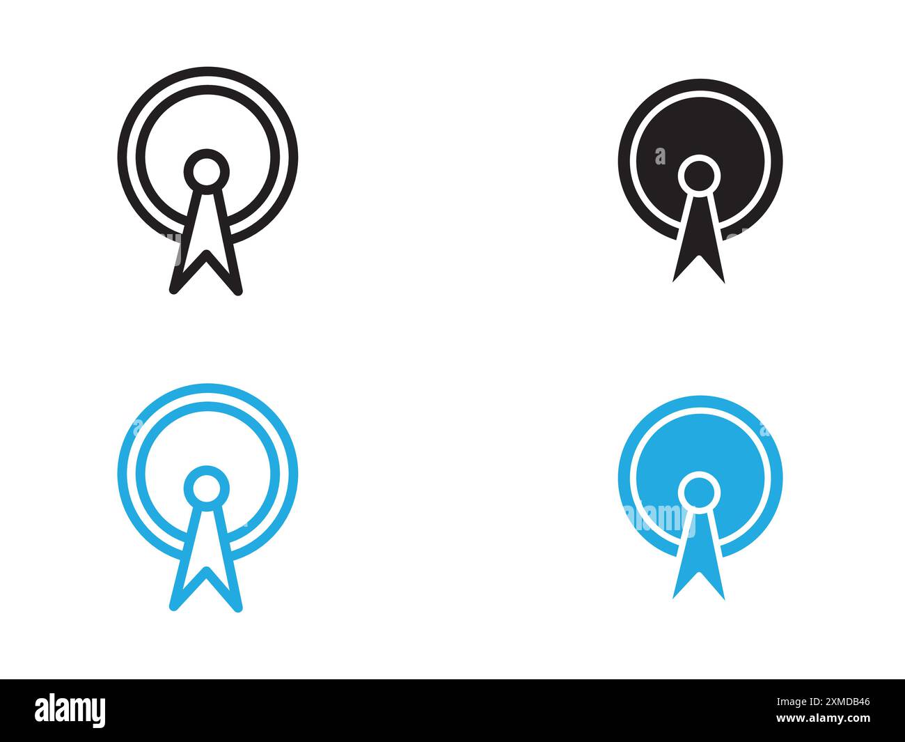Broadcast-Symbol-Vektorlinie Logo-Marke oder Symbolsatz-Konturstil der Sammlung Stock Vektor