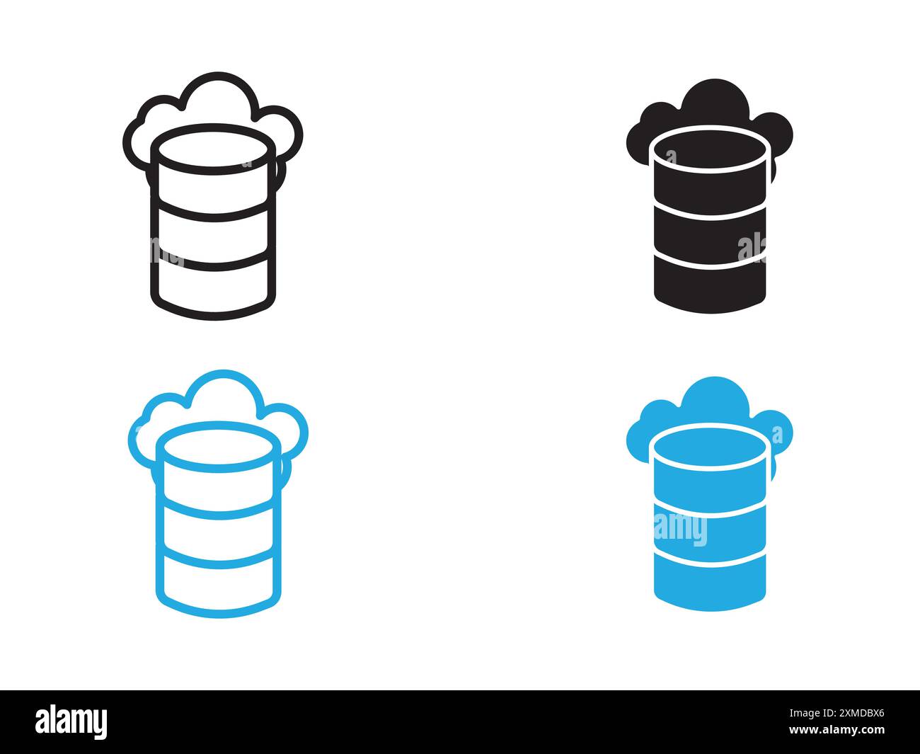 Modellstil für Datenspeicher-Symbol Vektorlinie Logomarke oder Symbolsatz Sammlung Stock Vektor
