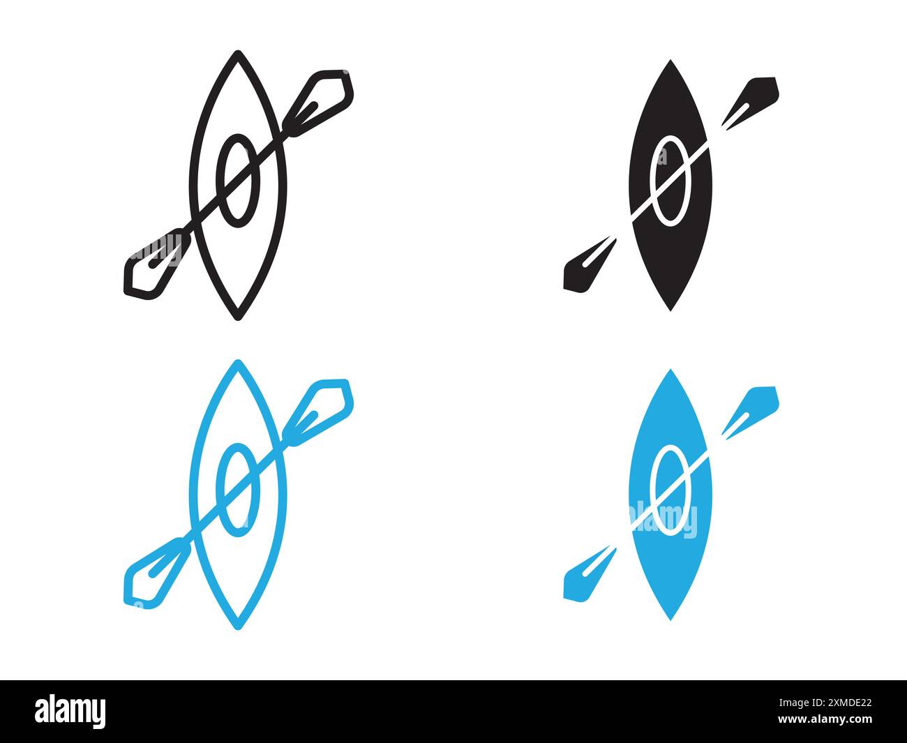 Kajak Icon Vektorlinie Logo oder Symbol Set Kollektion Outline Style Stock Vektor