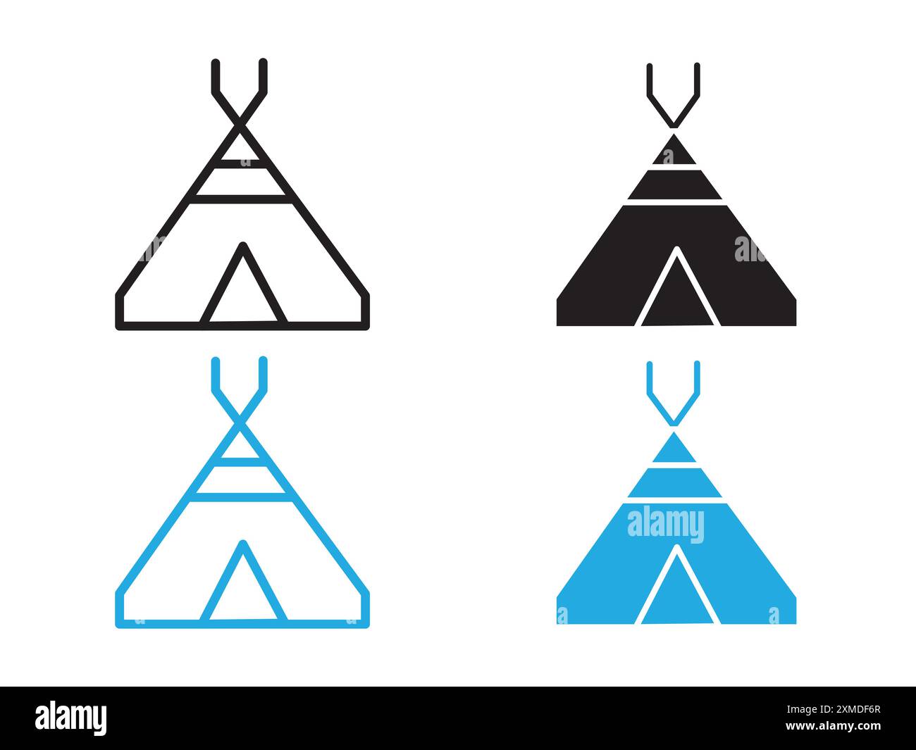 Tipi Symbol Vektorlinie Logo-Marke oder Symbolsatz Kollektion Umrissstil Stock Vektor