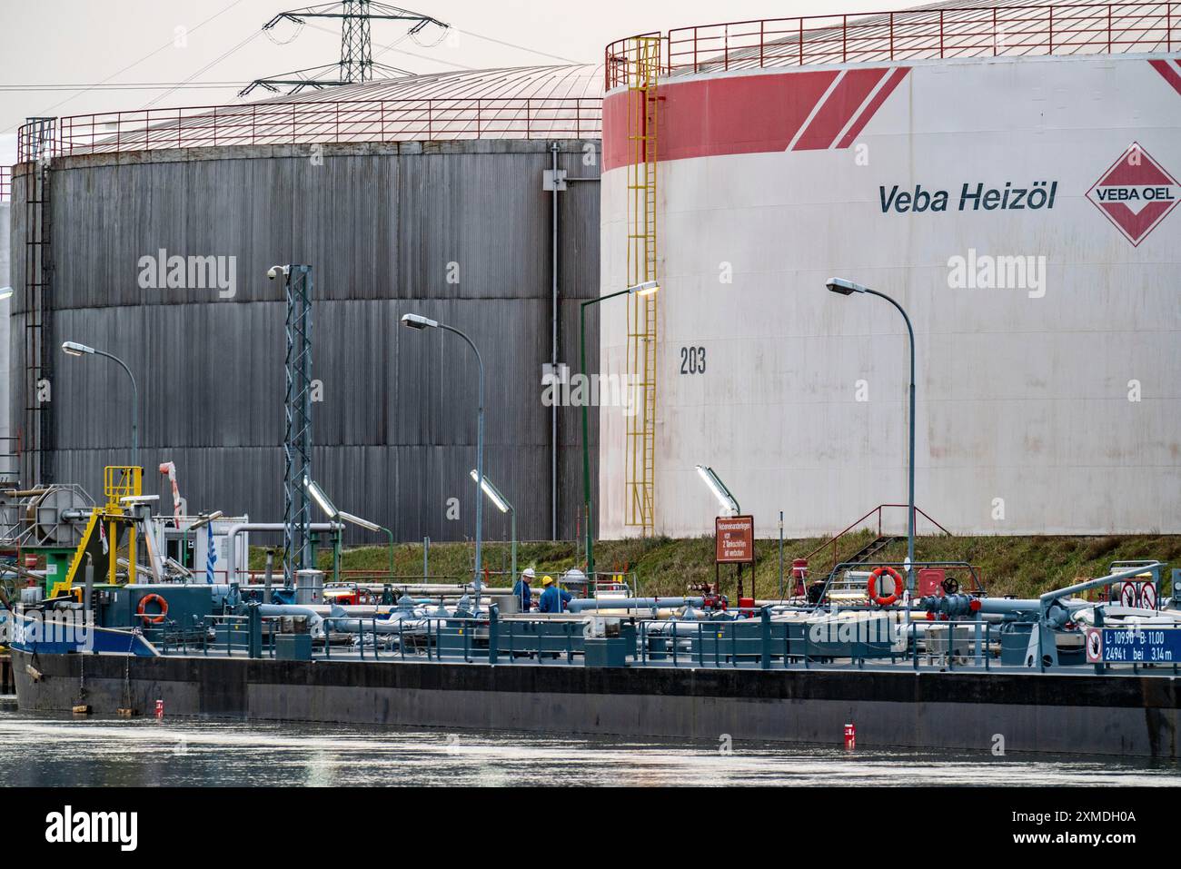 Raffinerie Ruhroel, BP Gelsenkirchen, heute BP Refining & Petrochemicals GmbH, Tanks und Betrieb in Gelsenkirchen-Horst am Rhein-Herne-Kanal Stockfoto