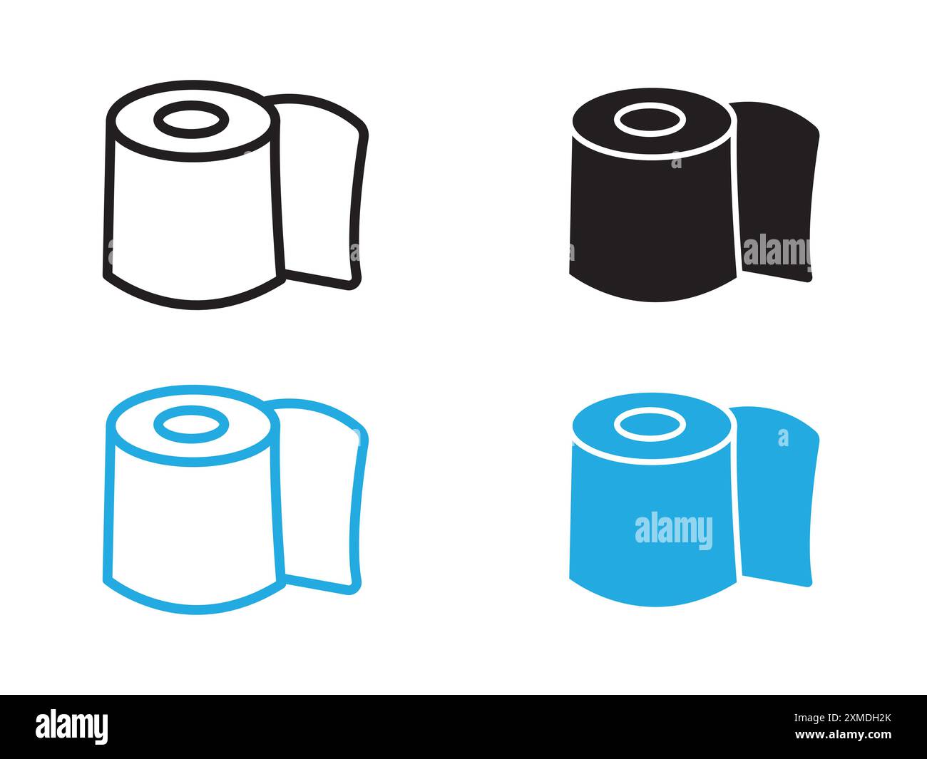 Toilettenpapier Rolle Icon Vektorlinie Logo-Zeichen oder Symbol Set Sammlung Umrissstil Stock Vektor