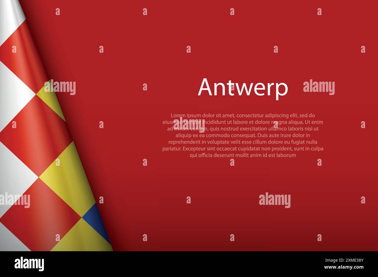 3D-Flagge Antwerpen, Provinz Belgien, isoliert auf Hintergrund mit Copyspace Stock Vektor