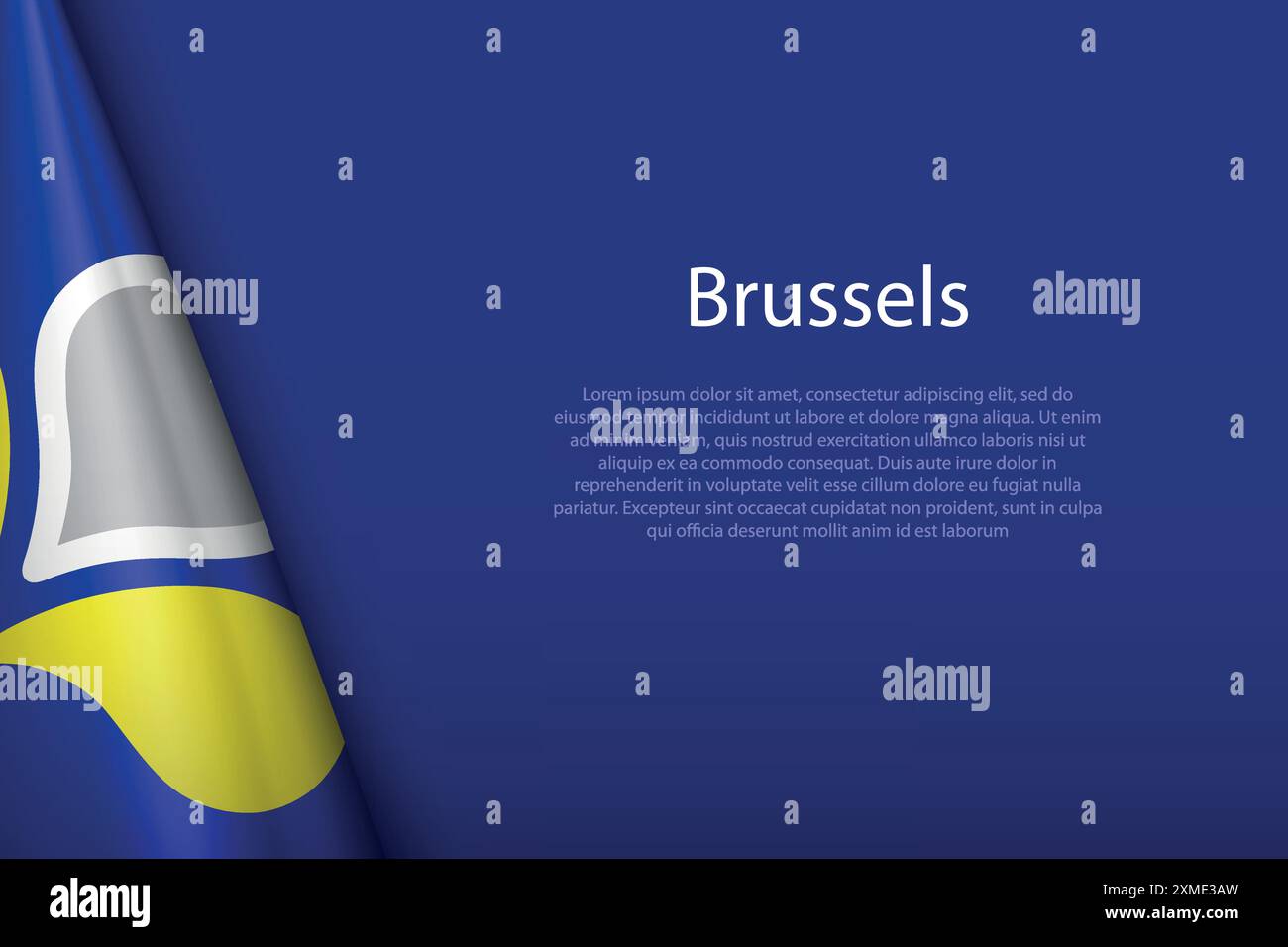 3D-Flagge Brüssel, Region von Belgien, isoliert auf Hintergrund mit Copyspace Stock Vektor