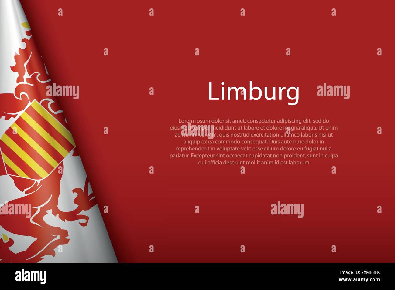3D-Flagge Limburg, Provinz Belgien, isoliert auf Hintergrund mit Copyspace Stock Vektor