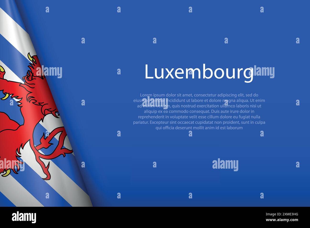 3D-Flagge Luxemburg, Provinz Belgien, isoliert auf Hintergrund mit Copyspace Stock Vektor