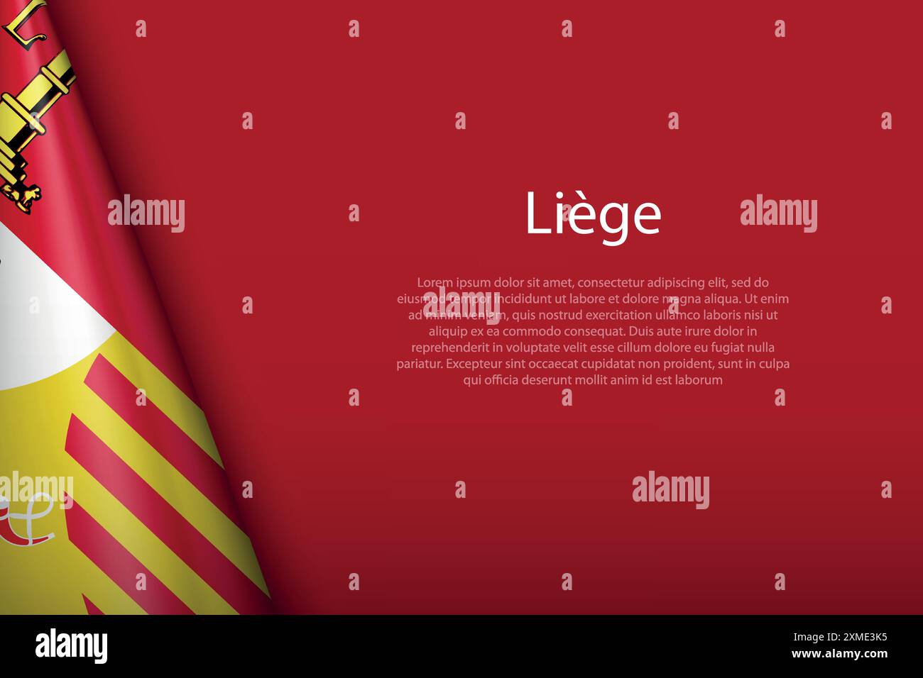 3D-Flagge Lüttich, Provinz Belgien, isoliert auf Hintergrund mit Copyspace Stock Vektor