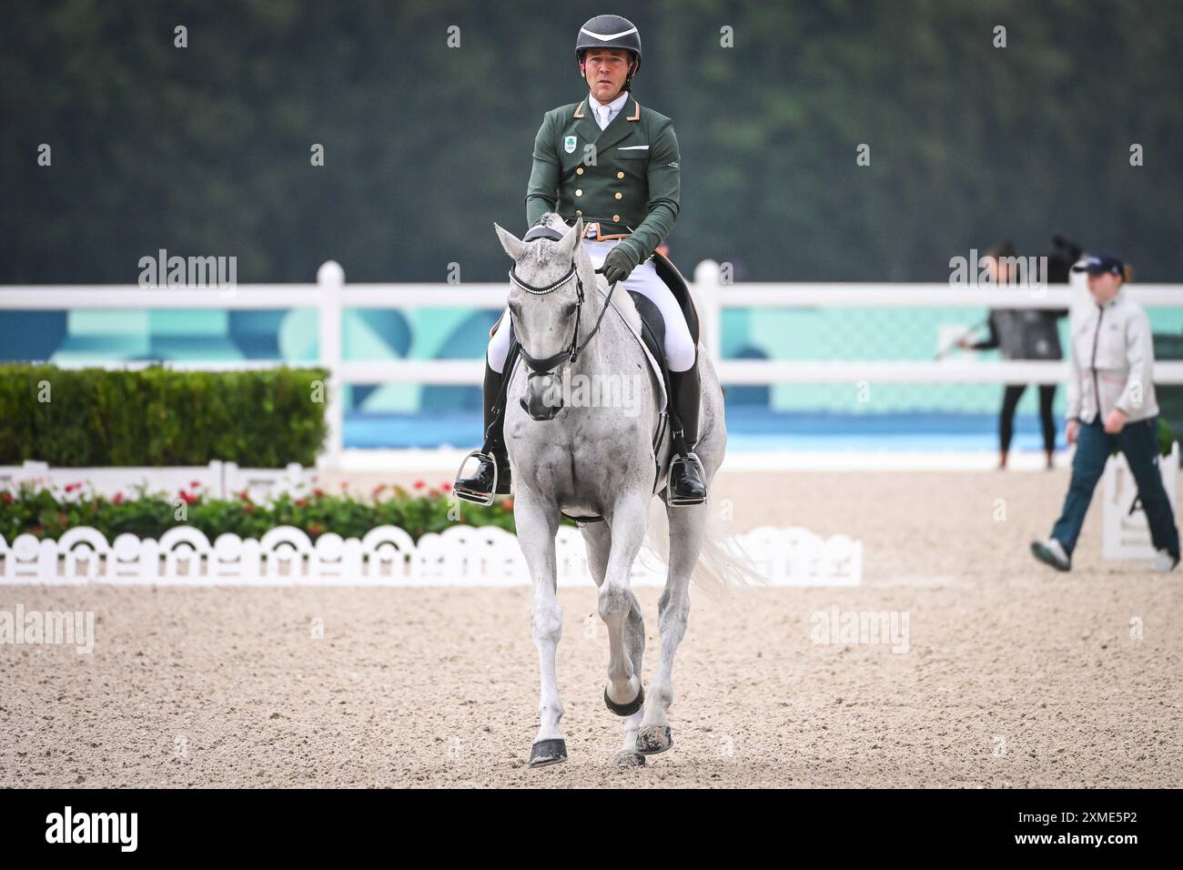 O&#39;CONNOR Austin aus Irland während der Mannschafts- und Einzeldressur der Olympischen Spiele Paris 2024 am 27. Juli 2024 im Chateau de Versailles in Versailles, Frankreich Stockfoto