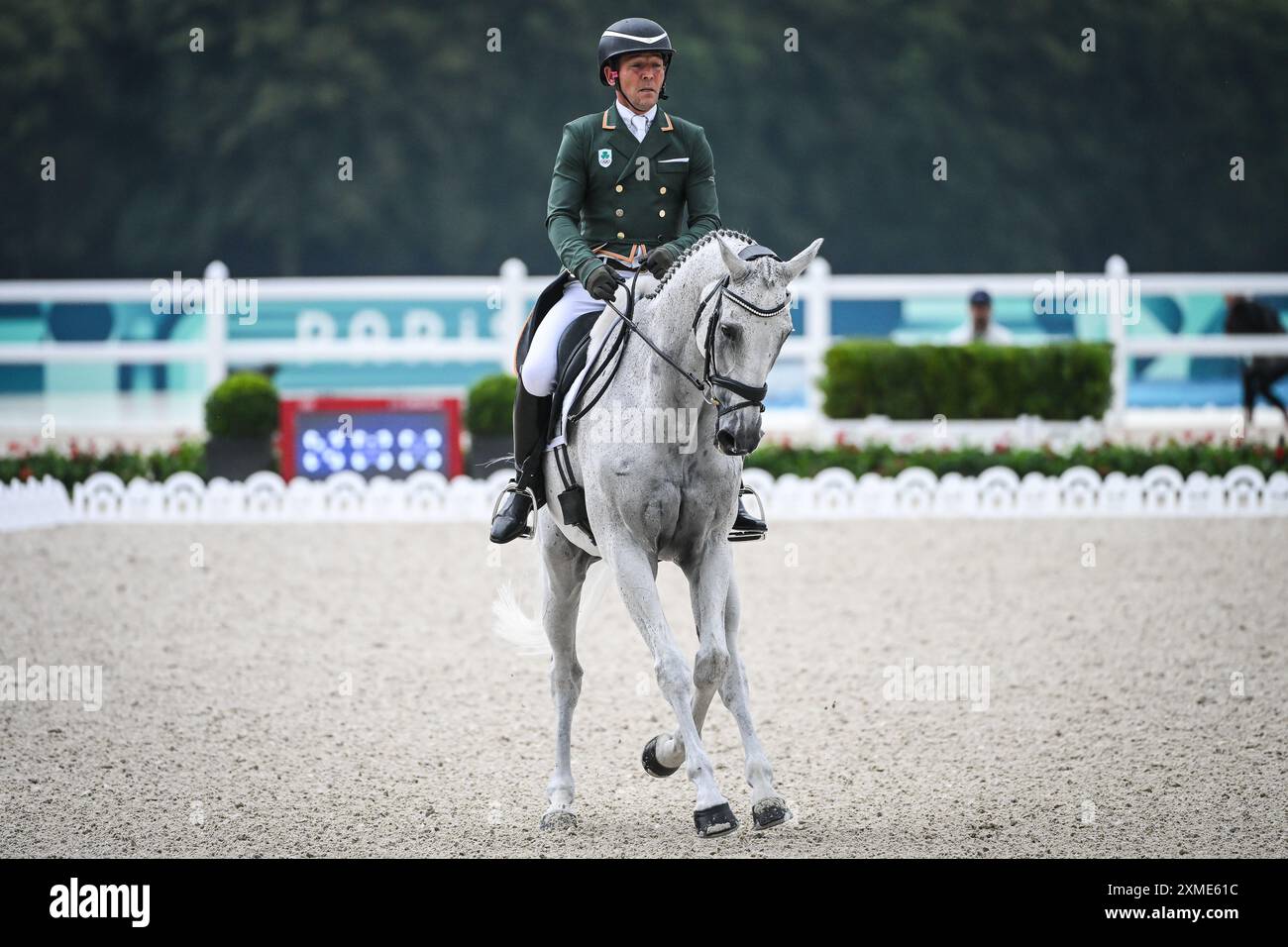 O&#39;CONNOR Austin aus Irland während der Mannschafts- und Einzeldressur der Olympischen Spiele Paris 2024 am 27. Juli 2024 im Chateau de Versailles in Versailles, Frankreich Stockfoto