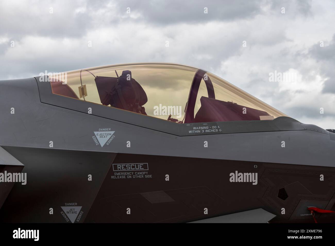 f35 Kampfjet Cockpit, RIAT, Royal International Air Tattoo Stockfoto