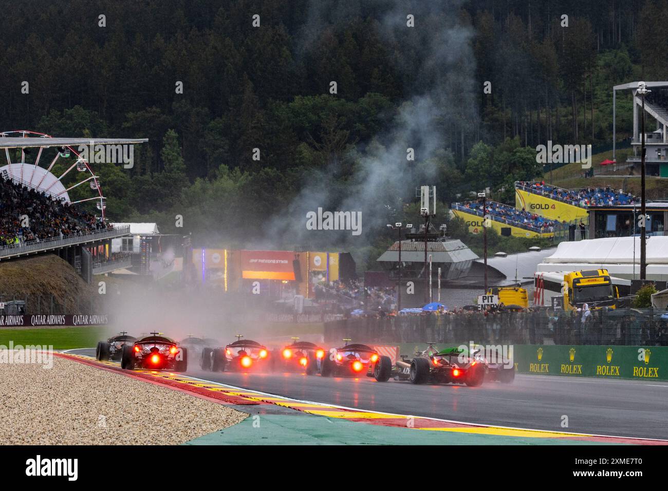 Start, Abfahrt, während der 10. Runde der FIA Formel-2-Meisterschaft 2024 vom 26. Bis 28. Juli 2024 auf dem Circuit de Spa-Francorchamps in Stavelot, Belgien Stockfoto