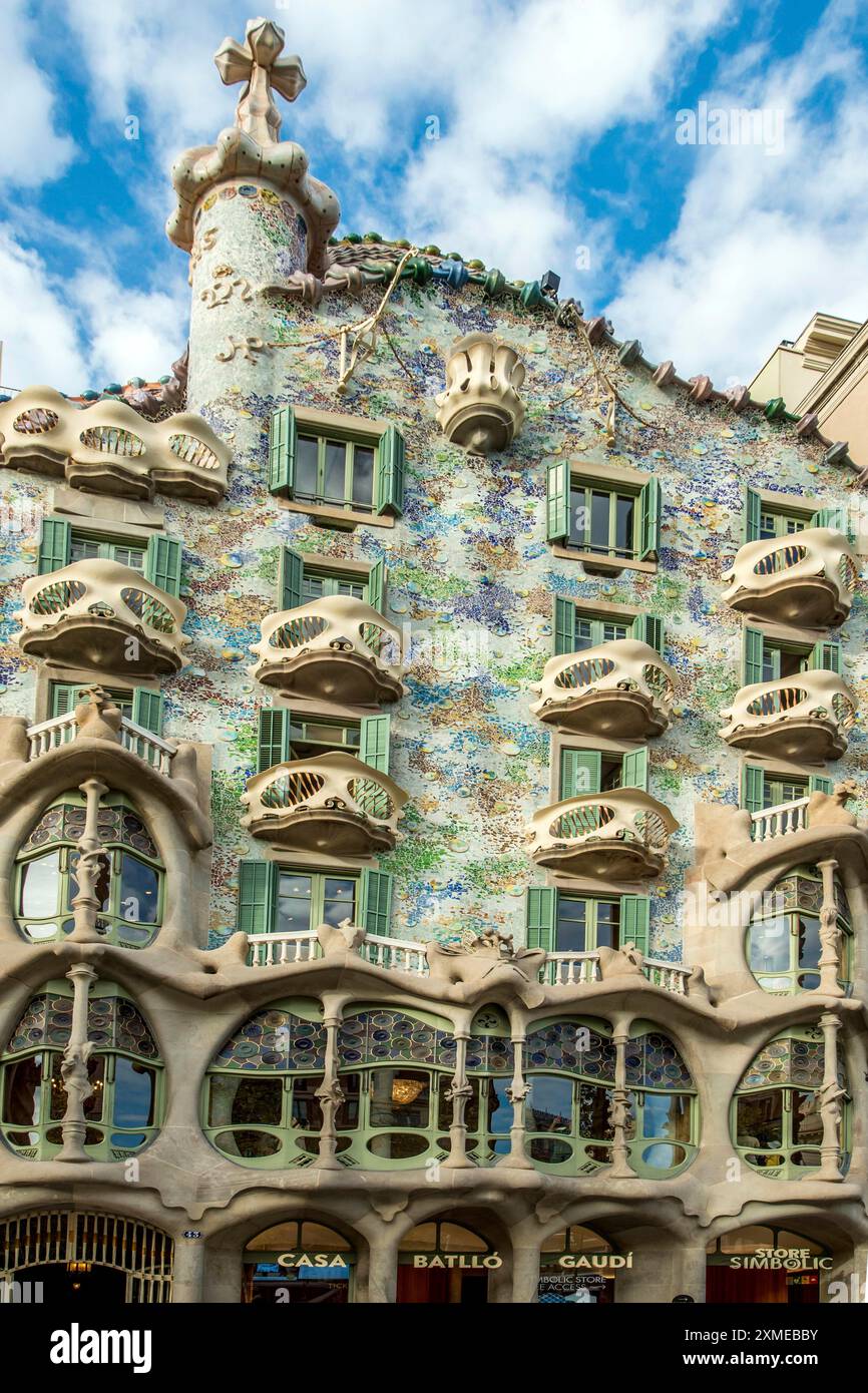 Casa Batllo Modernisme Design von Antoni Gaudi, Altstadt, Barcelona, Spanien Stockfoto