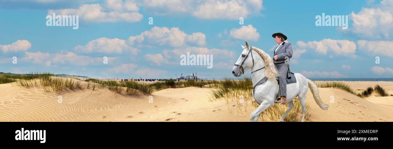 Reiter am Strand von Norderney Deutschland Stockfoto