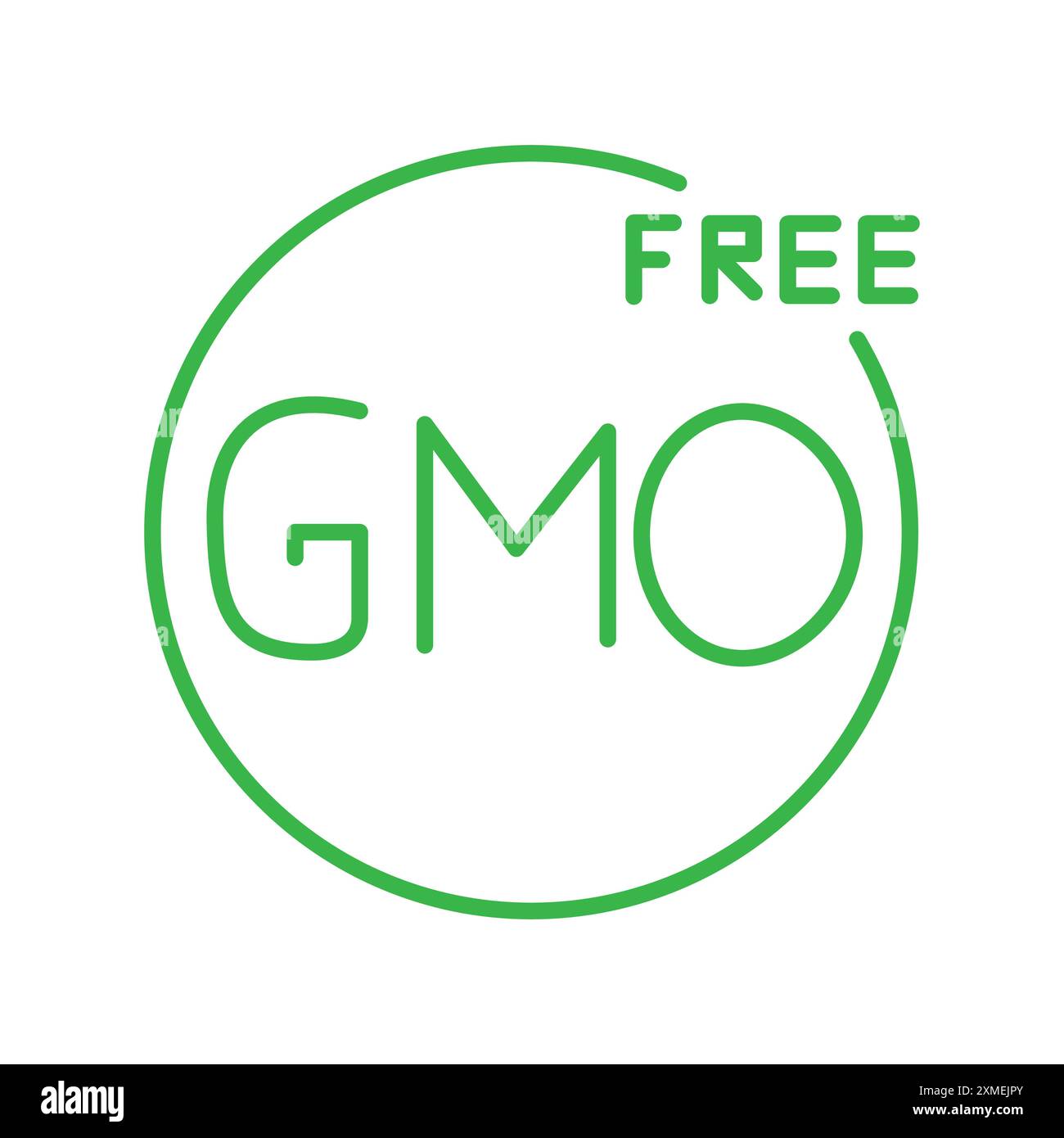 gvo-freie Symbolgruppe in dünner Linienkontur und linearem Vektorzeichen Stock Vektor