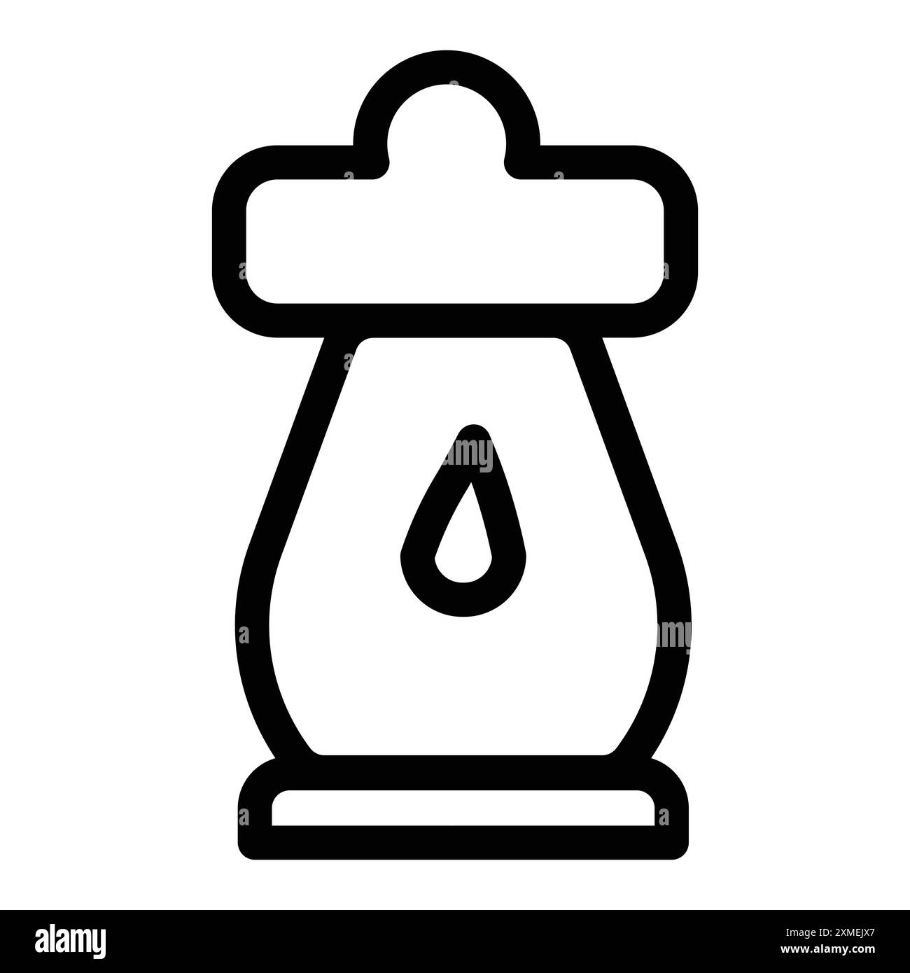 Symbol der Öllaterne in dünner Linienkontur und linearem Vektorzeichen Stock Vektor