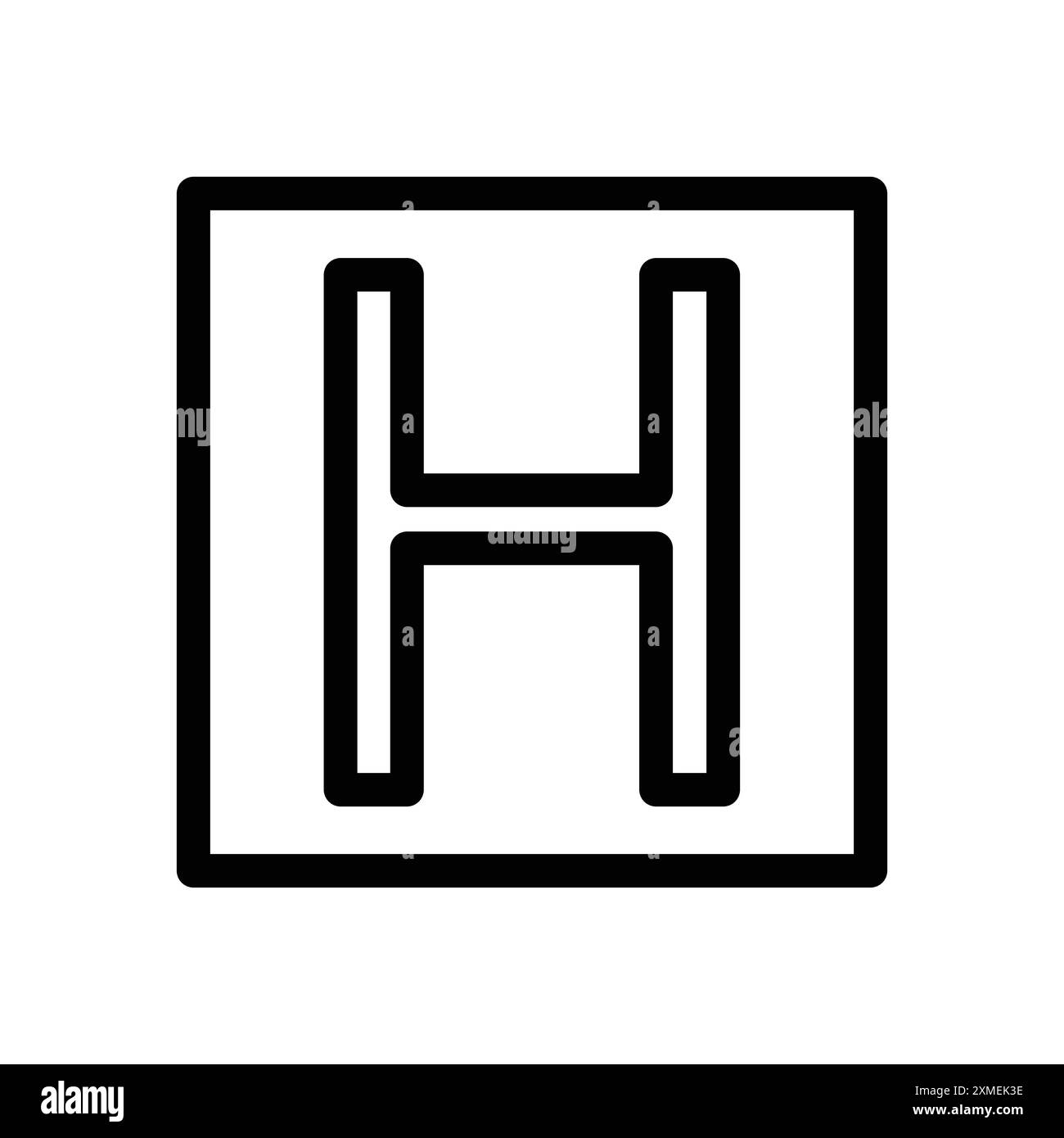 Hubschrauber-Hubschrauberlandeplatz-Symbol in dünner Linienkontur und linearem Vektorzeichen Stock Vektor