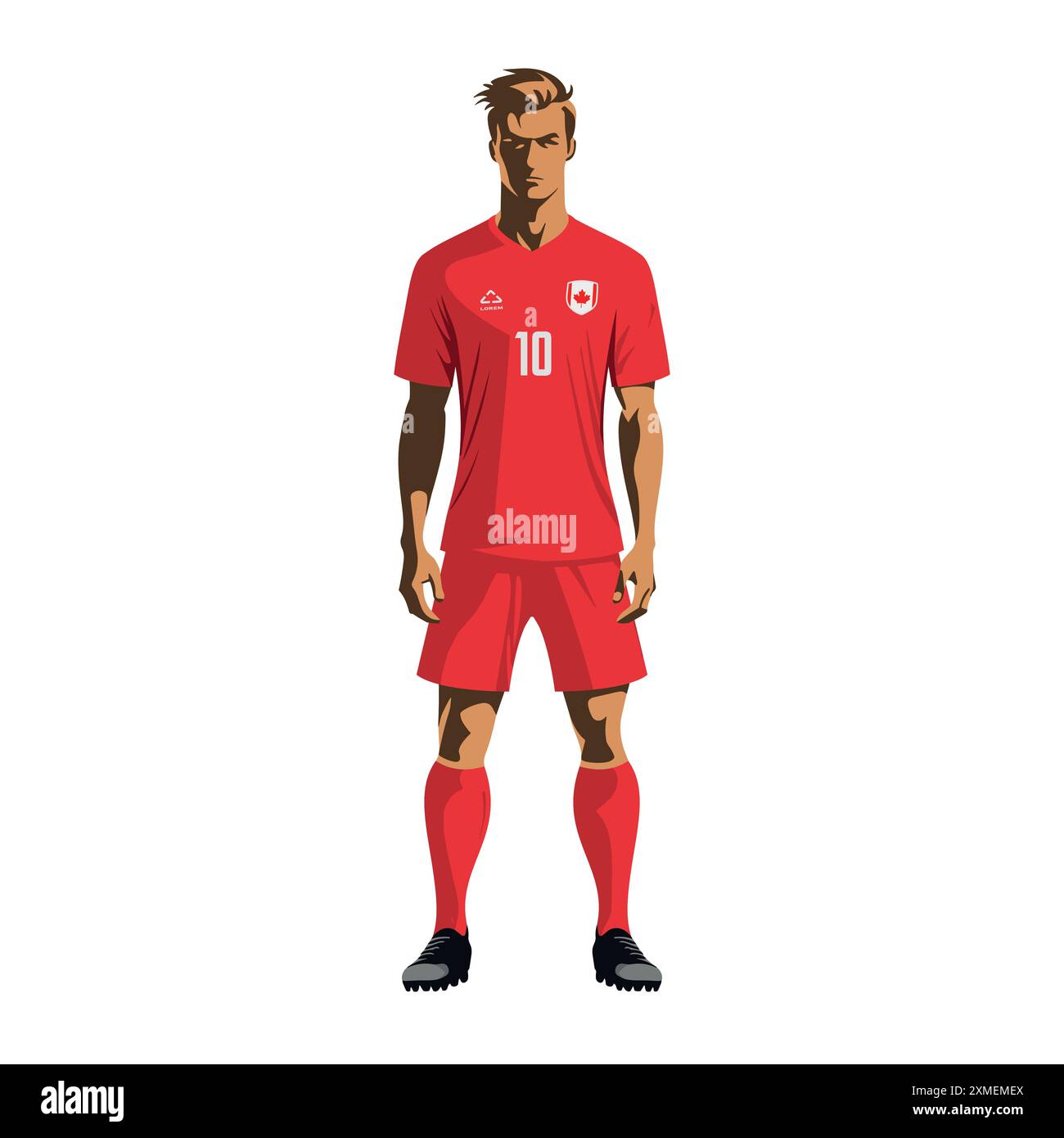 Fußballspieler in Kanada-Mannschaftsuniform. Vektorabbildung Stock Vektor