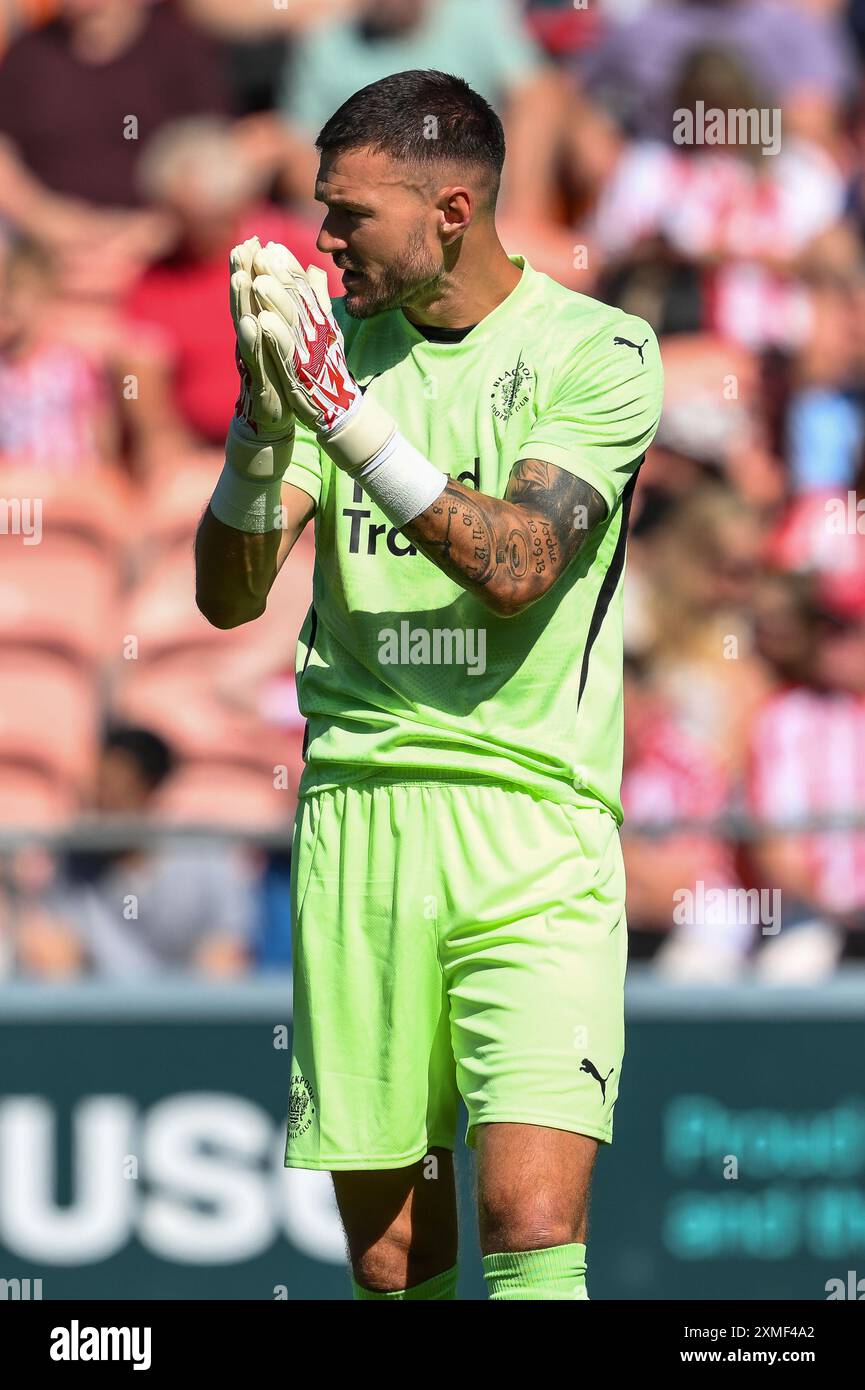 Richard O'Donnell von Blackpool während des Pre-Season-Freundschaftsspiels Blackpool vs Sunderland in Bloomfield Road, Blackpool, Vereinigtes Königreich, 27. Juli 2024 (Foto: Craig Thomas/News Images) in, 27.07.2024. (Foto: Craig Thomas/News Images/SIPA USA) Credit: SIPA USA/Alamy Live News Stockfoto