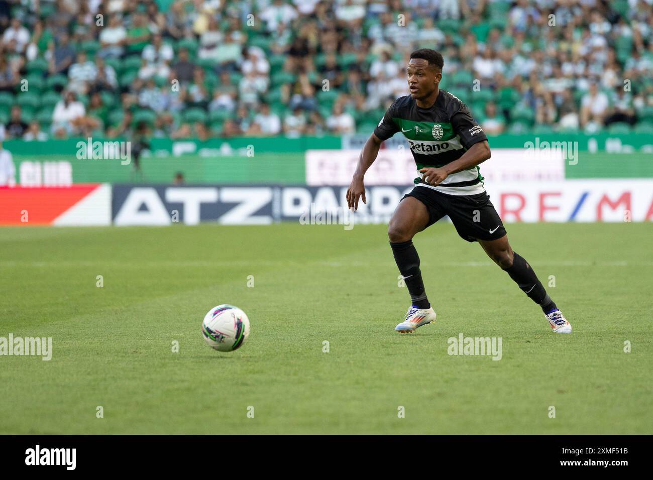 Juli 2024. Lissabon, Portugal. Geny Catamo (21) im Freundschaftsspiel zwischen Sporting CP und Athletic Bilbao Credit: Alexandre de Sousa/Alamy Live News Stockfoto