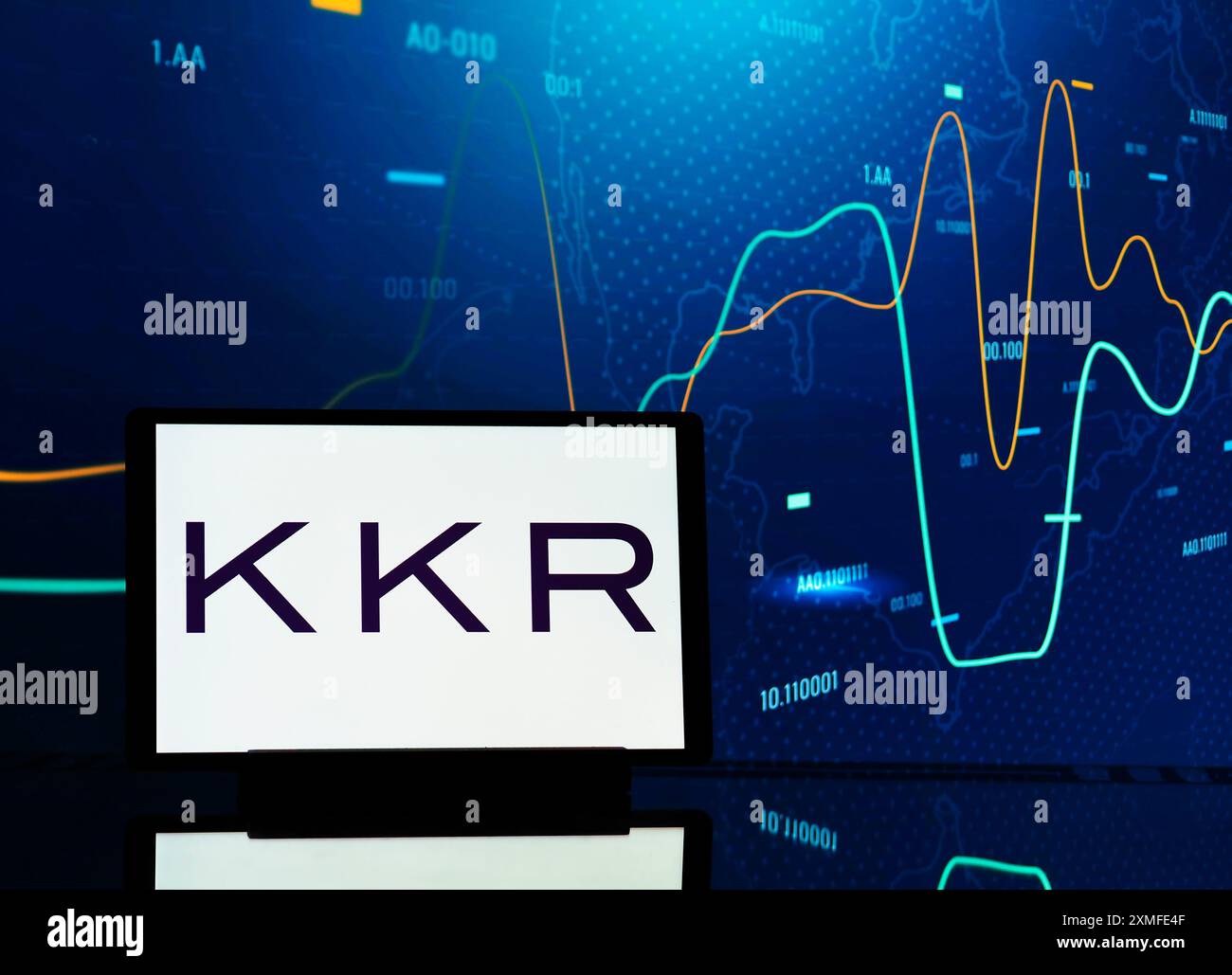 Deutschland. Juli 2024. In dieser Abbildung zeigt ein KKR & Co. Inc., auch bekannt als Kohlberg Kravis Roberts & Co-Logo auf einem Tablet. (Foto von Igor Golovniov/SOPA Images/SIPA USA) *** ausschließlich für redaktionelle Nachrichten *** Credit: SIPA USA/Alamy Live News Stockfoto