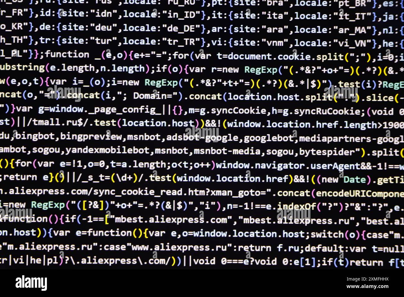 Programmierbildschirm, Codierungsbildschirm für Webentwickler Stockfoto