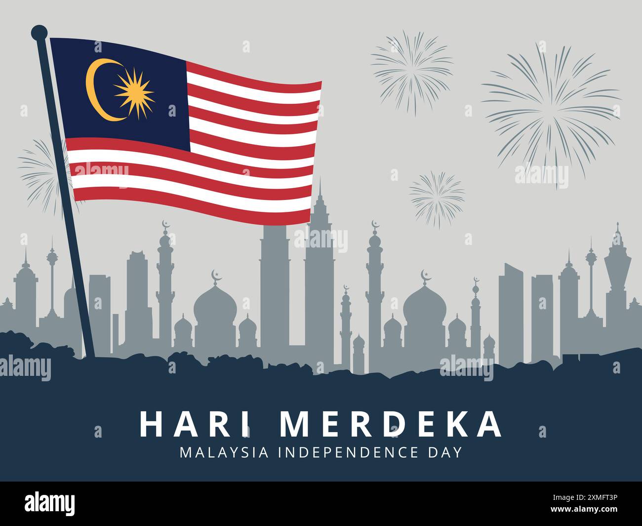 Hari Merdeka, Malaysia Unabhängigkeitstag Hintergrund Stock Vektor